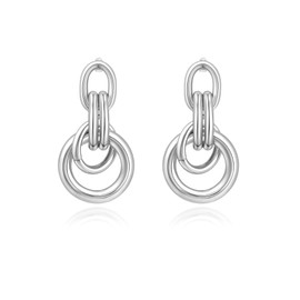 Elaximn Hypoallergenic Chunky Knot Drop Earrings for Women, Silver Geometric Long Link Drop Dangle Earrings Lightweight Fashion Statement Jewelry Gifts
