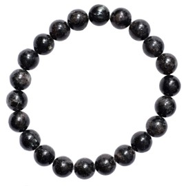 Zenergy Gems Charged Natural Fireworks Flash Astrophyllite Crystal 8mm Bead Bracelet + Selenite Charging Heart [Included]