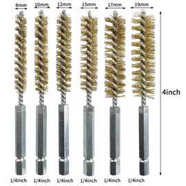 Bore Brush Set, 6 Pieces Stainless Steel Bore Brush in Different Sizes, 15 Pieces Cleaning Needles Nylon Brush Tools, Nylon Brush Drill Brass Brush Drill Honing Brush