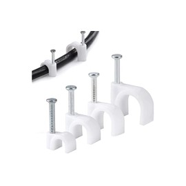 (400 Pieces) White Cable Clips - Wire Management - 6mm, 7mm, 8mm, 10mm (100 each) - Four Mostly Used Sizes