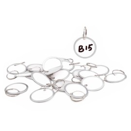 NanTun Metal Rim Key Tags with Split Rings, Blank Round Rimmed Key Tags Identifiers with Ring, Key Label Tags for Luggage, Kids Backpack, Pets - White Paper Tags 25Pcs