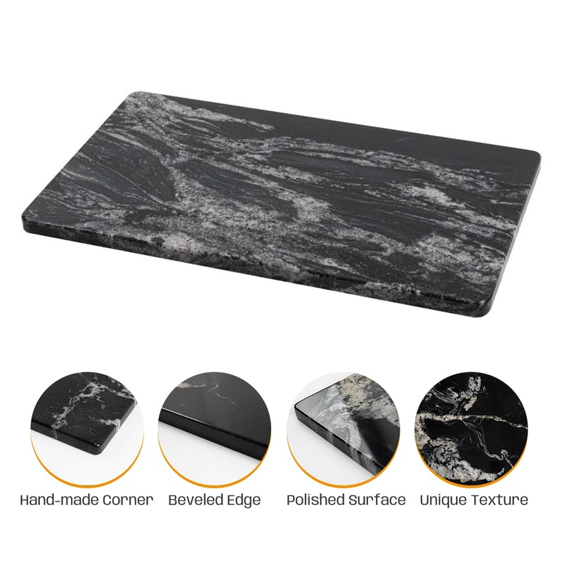 Adolif Natural Black Marble Pastry and Cutting Board, 12x20x0.7 Inch,