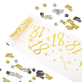 Table Runner for 18/40/50/60th Birthday, Table Runner Gold Roll, Birthday Table Runner, Happy Birthday Table Runner, Birthday Table Decoration Table Runner for 18/40/50/60th Birthday Party Decoration