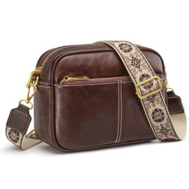 S-ZONE Medium Crossbody Bags for Women Girl Faux Leather Shoulder Handbag Purse with Wide Adjustable Strap