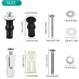 JEOPKO 4 pcs Toilet seat Screws, Toilet seat Fittings, Universal Toilet Fixing kit WC Blind Hole Fittings, Toilet seat Fittings and fixtures, Toilet Seat Hinges Screws，Toilet seat fixings kit., White