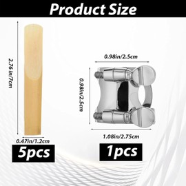 1pcs Clarinet Ligature with 5 Pcs Clarinet Reeds,Adjustable Screws2.5 B Flat Clarinet Ligature Reeds Premium Metal Clarinet Ligature B Flat with Adjustable Screw Clarinet Mouthpiece Ligature
