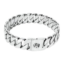 32mm High Polished Alloy Chain Dog Collar with Heavy-Duty Cast Buckle – Durable & Stylish Pet Collar for Medium to Large Dogs (26 Inch)