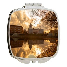 Island Gifting - Image of the Jelgava Zemgale River Landscape in Latvia - Square Compact Mirror - Travel Mirror