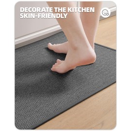 Color&Geometry Kitchen Rug Set Kitchen Mats for Floor 2 Piece, 17"X29"+17"X59" Dark Gray Kitchen Rugs Non Slip Washable with Rubber Backing, Quick Dry Low Pile Kitchen Runner Rug Kitchen Sink Mat