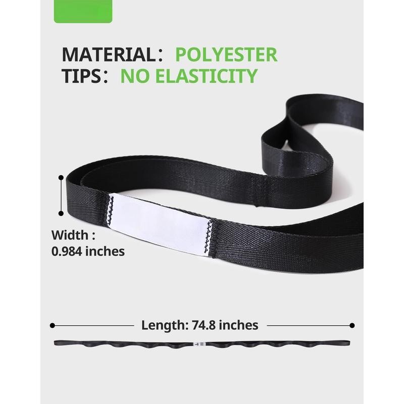 ‌Non-Elastic Yoga Stretching Strap with 10 Loops – Ideal for