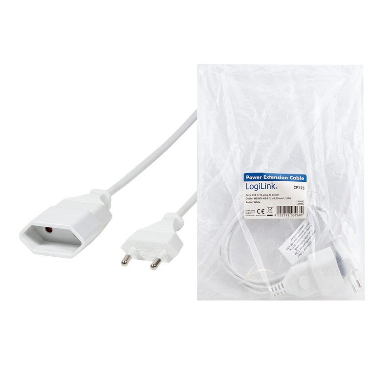 LogiLink CP125 Power Cable Euro CEE 7/16 Male to Female