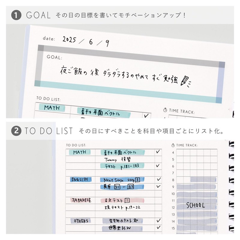 Iroha Publishing GSSD-13 Notebook, Ring Notebook, Study Planner, Daily Checkered,
