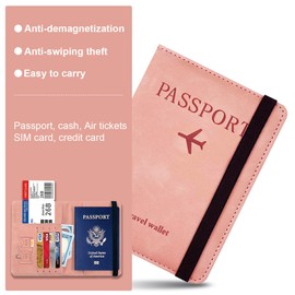 Souvik Passport Holder with RFID Blocker, Secure Passport Case for Passport, Credit Cards and IDs, Ideal for Travel and Everyday Use, pink, Contemporary