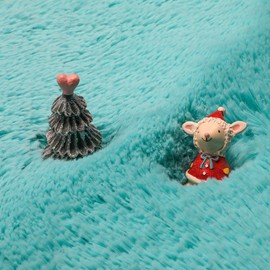 Blue Round Rug for Bedroom,Fluffy Circle Rug 5'X5' for Kids Room,Furry Carpet for Teen's Room,Shaggy Circular Rug for Nursery Room,Fuzzy Plush Rug for Dorm,Turquoise Carpet,Cute Room Decor for Baby