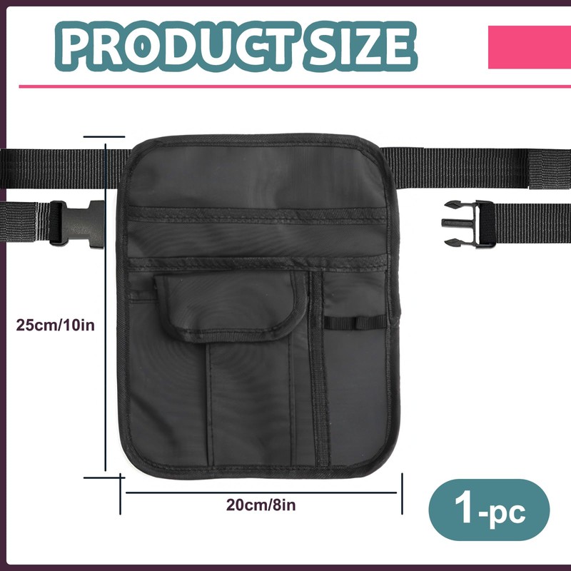 Roucerlin Black Server Pouch for Waitress, Adjustable Serving Waiter Apron