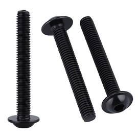 M5-0.8 x 45mm (50 Pack) Flanged Button Head Socket Cap Screws Bolts, Stainless Steel 304 (18-8), Allen Hex Drive, UNC Coarse Thread, Black Coated