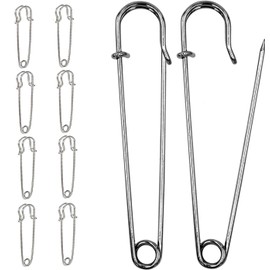 Large Safety Pins for Clothes, 10 Pcs Strong Blanket Pins Stainless Steel Large Safety Pins for Clothes Blankets Crafts Kilts Brooch Making