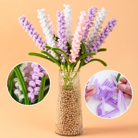 Plush Artificial Lavender Bouquet,Faux Lavender Flowers Bunches for Home Decor,6 Stems Ready to Display,Faux Floral Arrangement for Table Centerpiece,Soft Sensory Gift for Kitchen Office Wedding