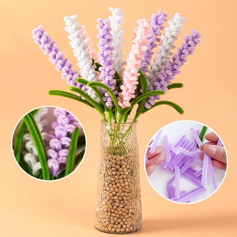 Plush Artificial Lavender Bouquet,Faux Lavender Flowers Bunches for Home Decor,6