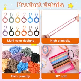 Hotop 2400 Pcs Potholder Loom Loops Multicolor Weaving Loom Loops Elastic Multicolored Loops Bulk Flexible Weaving Craft Loops Kit with 12 Colors for DIY Crafts Supplies