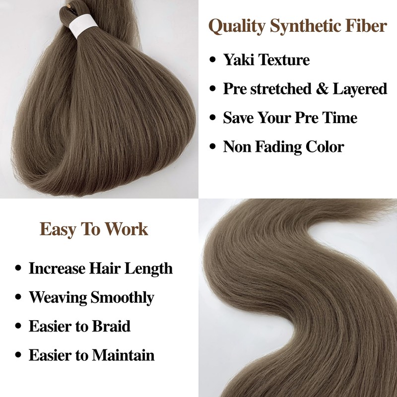 Ash Brown Braiding Hair Pre stretched Synthetic Boho Hair for