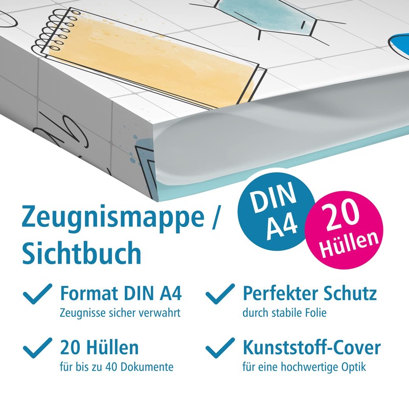 itenga Certificate Folder with Motif, A4 Sturdy Document Folder, Display