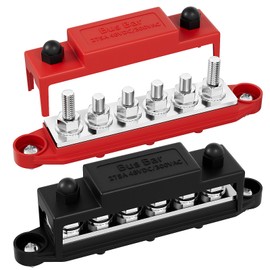 RVBOATPAT 275A Bus Bar 12V Power Distribution Block Car Audio Busbar 6 x 5/16" (M8) Terminal Stud Positive & Ground Battery Bus Bar