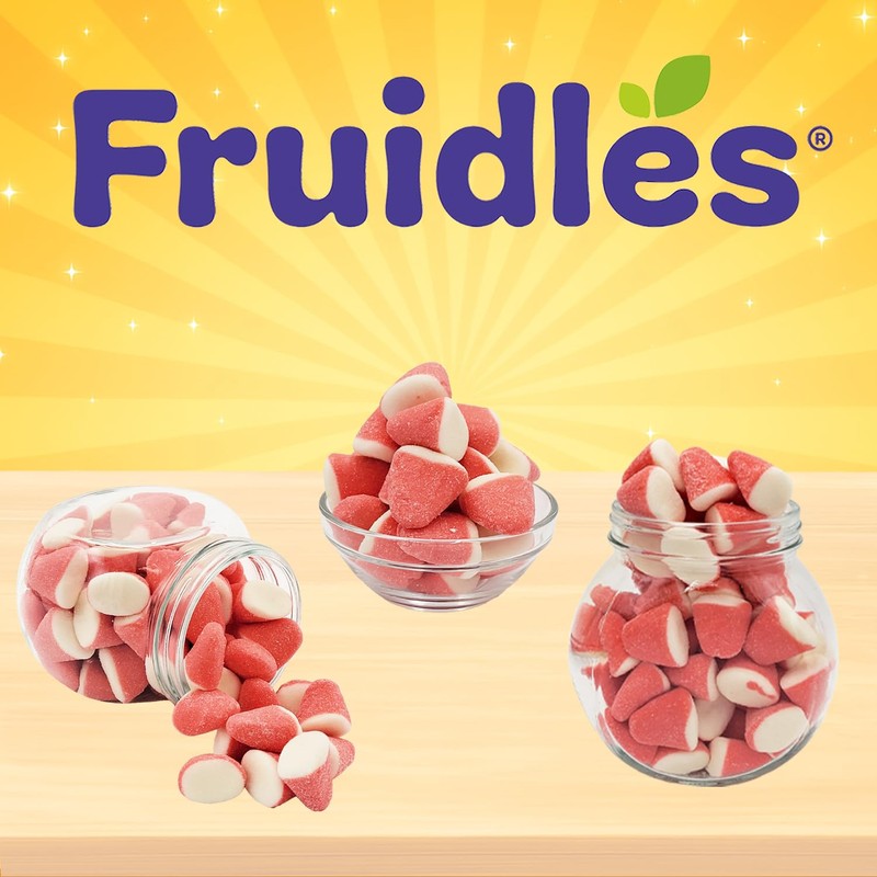 Fruidles Strawberry Gummy Drops Candy, Delicious Sugar Coated Fruit Flavors
