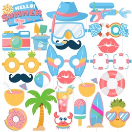 EASY JOY Hawaii Party Accessory Set, Hawaii Sand Beach Photo Props, Inflatable Photo Frame, Summer Photo Box, Accessories, Hawaii Theme Photo Booth Props for Summer, Beach, Luau Party, Pack of 25