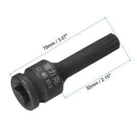QUARKZMAN 1/2 Inch Drive x M13 (13 mm) Impact Triple Square Spline Bit Socket, Metric 3 Inch Length, CR-MO Steel Use with Impact Drivers or Hand Ratchets