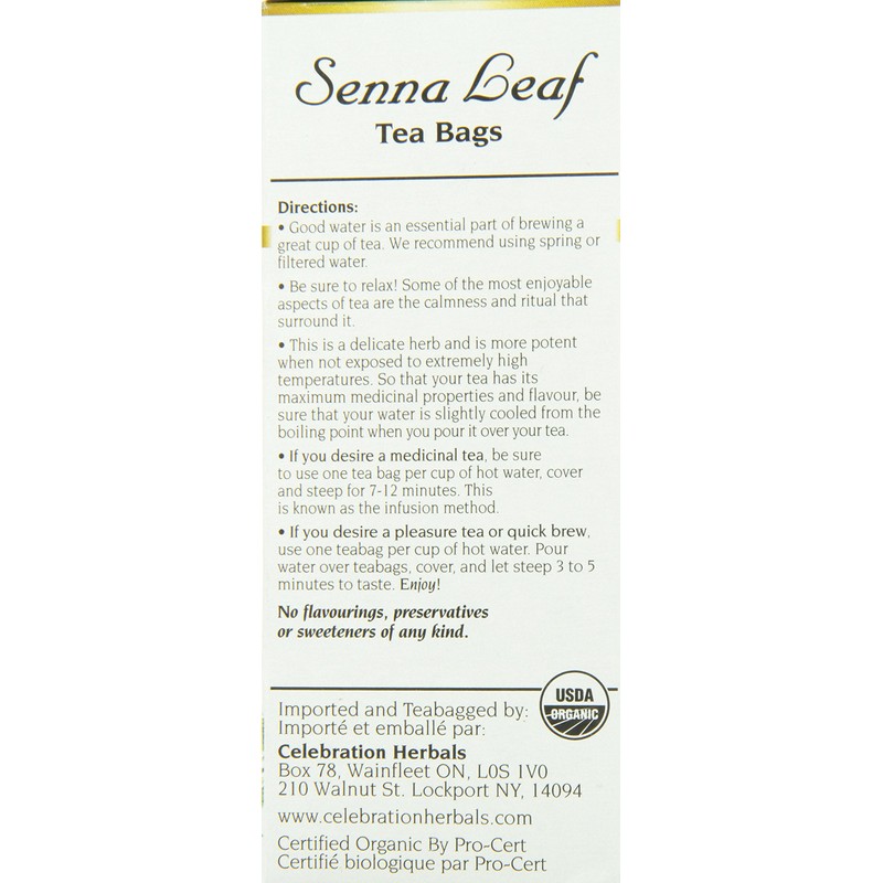 CELEBRATION HERBALS Senna Leaf Tea Organic 24 Bag, 0.02 Pound