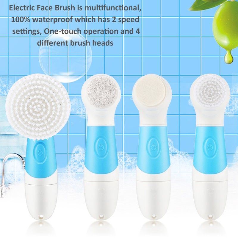4 in 1 Waterproof Electric Cleansing Face Brush Include Detachable