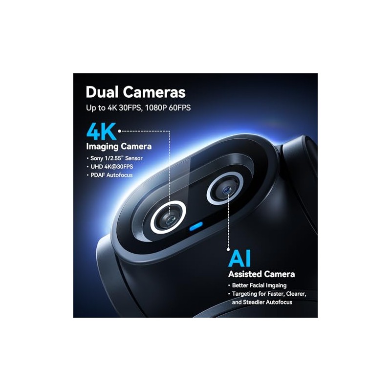 eMeet PIXY Webcam PTZ 4K con Doble Cámara Tecnología y