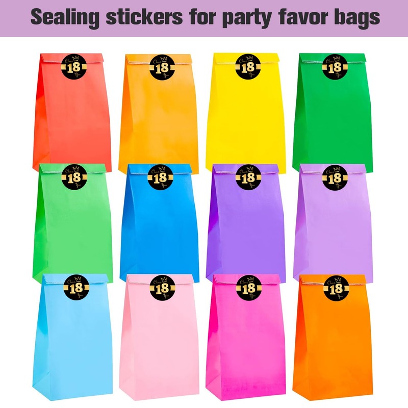 Sumerk 48 PCS Black and Gold 18th Birthday Stickers 2