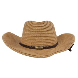 TINAYAUE Men's Cowboy Hat Womens Cowgirl Hat Foldable Western Hats Wide Brim Straw Sun Hats Breathable Summer Outdoor Beach Hat (UK, Alpha, One Size, Brown)
