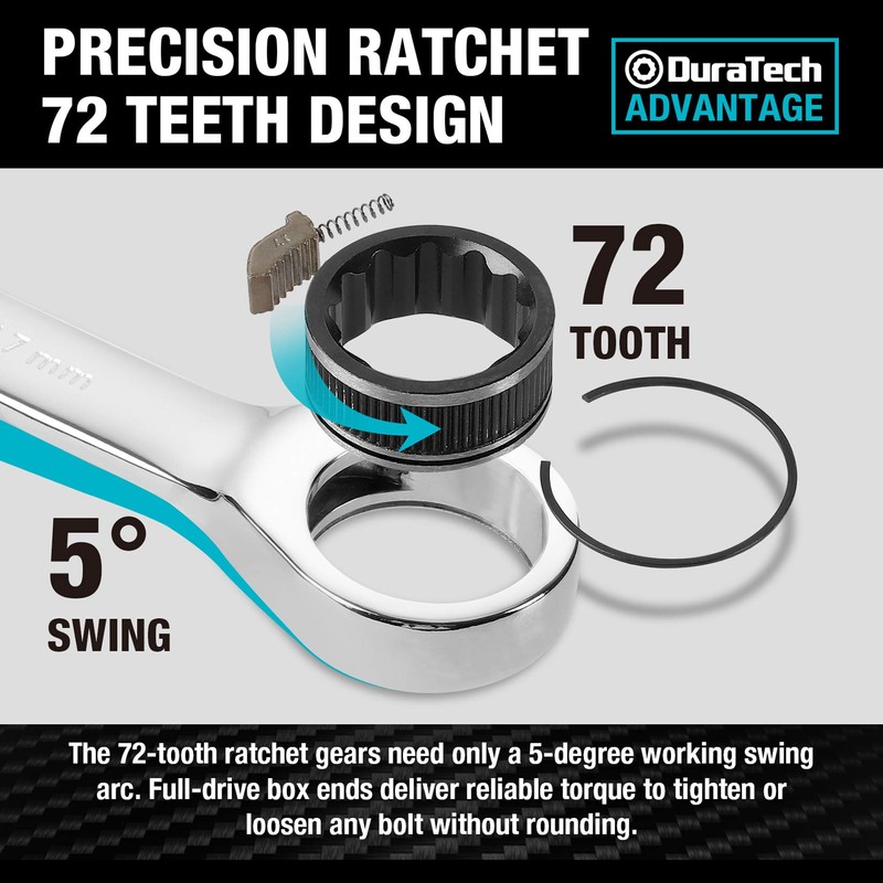 DURATECH Ratcheting Wrench Set, Combination Wrench Set, SAE & Metric,