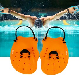 MZSX Hand Paddles for Swimming, with Adjustable Straps, Adult and Junior Swimming Hand Paddles , Equipment and Kit for Training aid in Pool, Suitable For Adults, Swim Training Accessories(Orange)