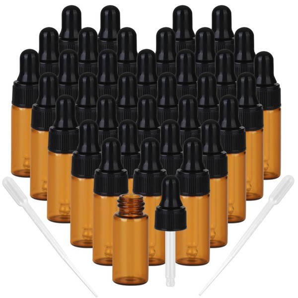 5ml Amber Glass Dropper Sample Bottles, Serum Travel Containers Cuticle