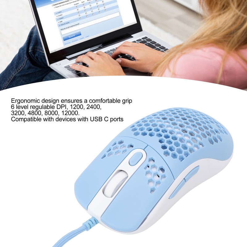 RGB Mouse Cellular Hollow Design Lightweight Wired Backlight 12000DPI 6