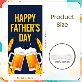 Happy Father's Day Door Cover Banner, 71x35in Cheers Beer Mugs Father's Day Front Door Cover,Fathers Day Party Decoration for Photo Booth Backgroun Indoor Outdoor Home Accent Photo Backdrop