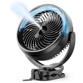 Koonie 10000mAh Battery Operated Misting Fan with Clip, Portable 8'' Mist Fan for Desk with Max. 48 Hours Runtime, 3Speeds, 2 Spray Modes, 200ML Tank for Golf Cart Home Office Travel Camping Stroller