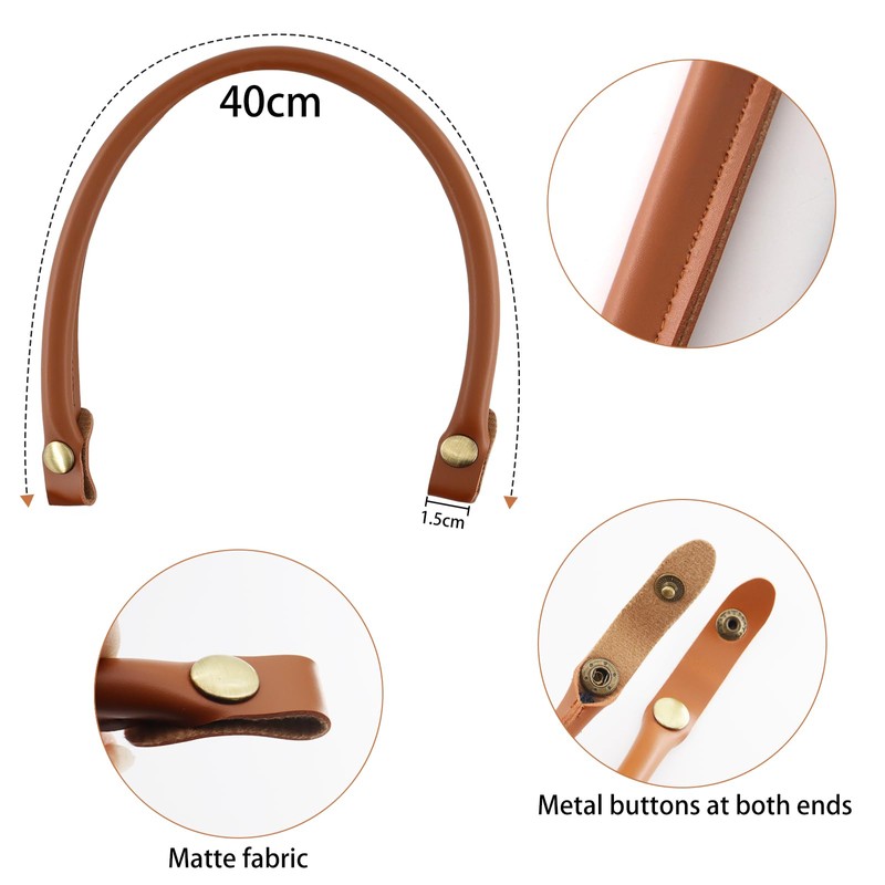 alwaiiz Pack of 2 Press Stud Bag Handles, Leather, Replacement