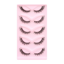 5 pairs Fluffy Wispy Cat Eye Lashes Wispy False Eyelashes Natural (MA05C)