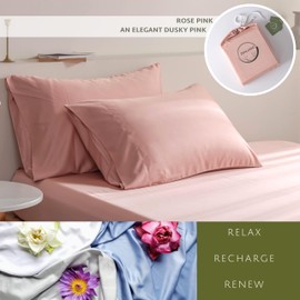 ZENLUSSO Pillowcases 100% Viscose Made from Bamboo Pillow Cases, Cooling, Luxuriously Soft, Envelope Closure, 300 Thread Count (Rose Pink, King)