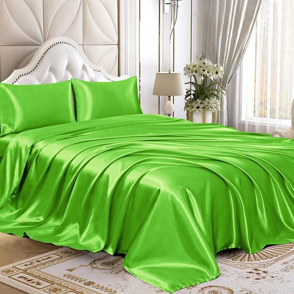 Homiest 4pcs Satin Sheets Set Luxury Silky Satin Bedding Set