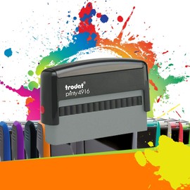 Trodat Printy 4916 Professional Self-Inking Stamp with 2 Lignes Pour Chèques À Personnaliser Text Plate 70 x 10 mm Included (Black)