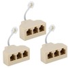 Yumiwoow RJ11 Cable 3 Way Telephone Splitter 3 Pack, Beige,
