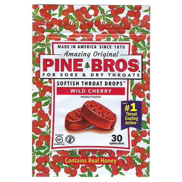 Pine Bros. Softish Throat Drops Value Size Wild Cherry -- 32 Drops by Pine Bros.
