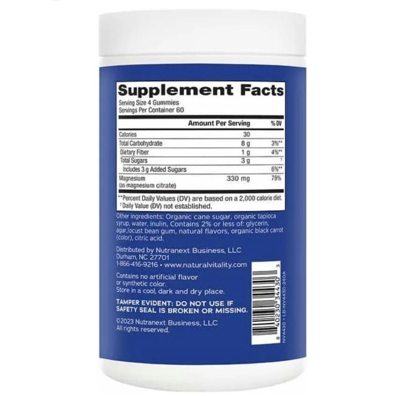 Natural Vitality Calm Magnesium Citrate, 240 Gummies, rasperry-lemon