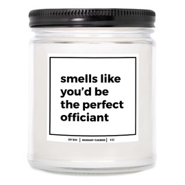 YouNique Designs Wedding Officiant Proposal Gift Candle 9oz, Will You Marry Us Officiant Proposal Gift, Officiant Gifts, Mahogany Teakwood Candle Gifts for Wedding Officiant (Mahogany Teakwood)